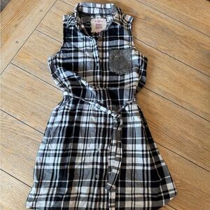 SO Black and White Plaid Shirt Dress